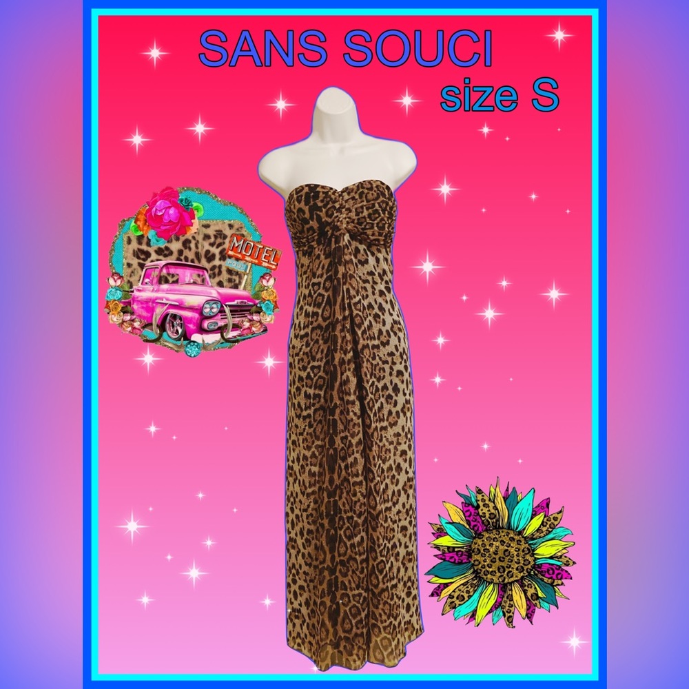 SAN SOUCI strapless summer leopard print DRESS size S